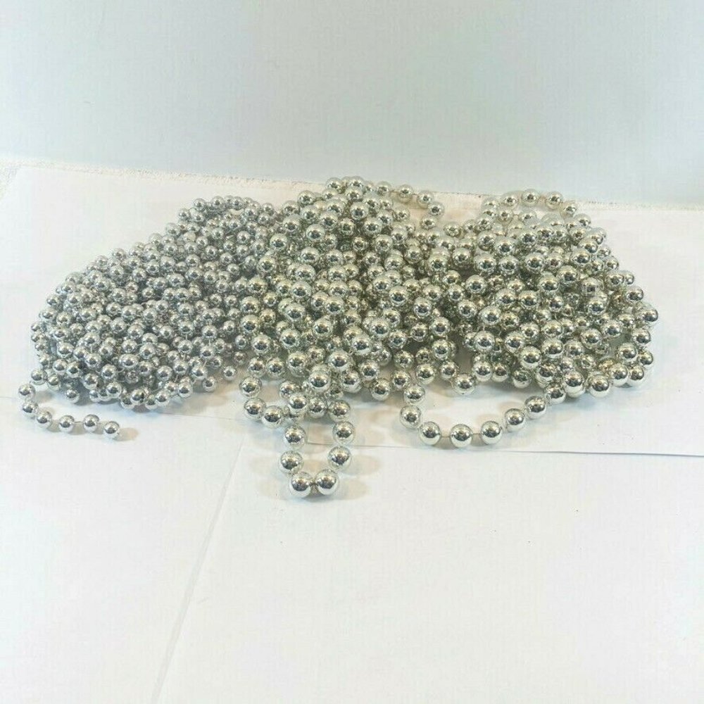 Silver Bead Garland Christmas Tree 12 ft Lot of 3